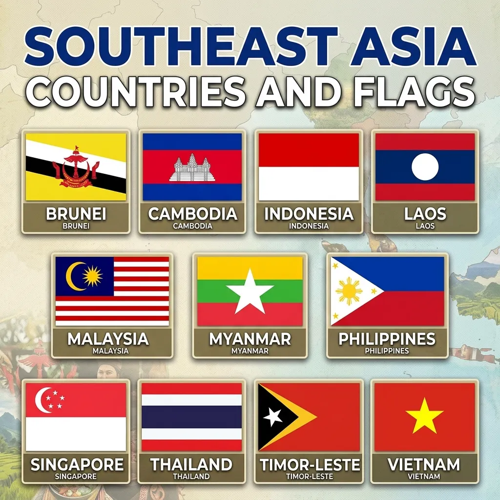 Southeast Asia Countries and Flags